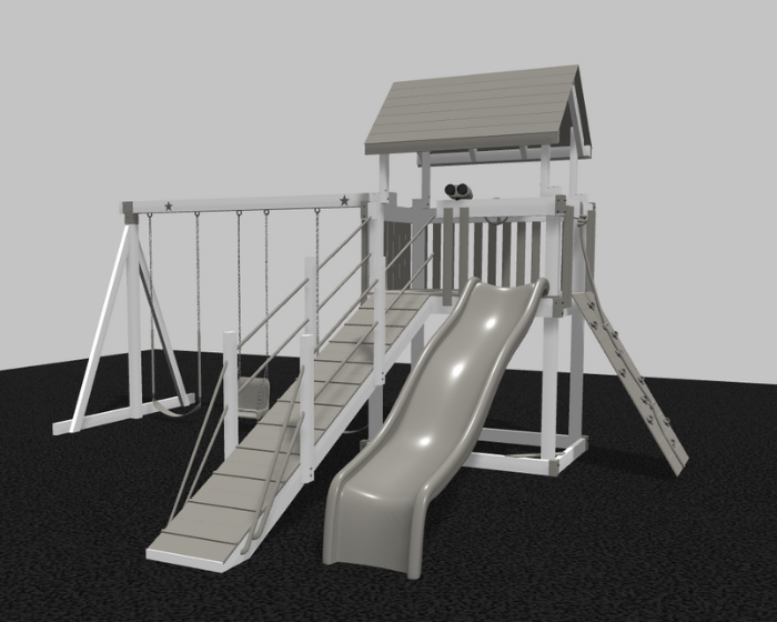 Silver Star Vinyl Swing Set with Ramp