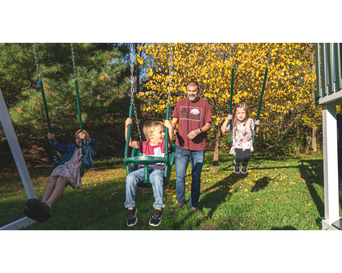 Silver Star Vinyl Swing Set with Ramp