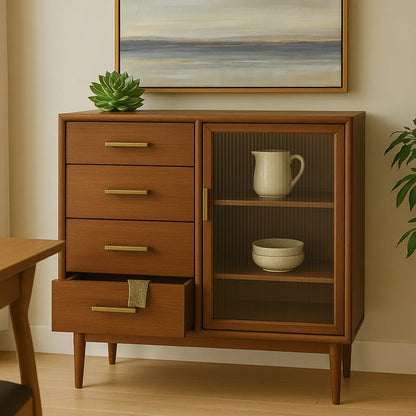 Small Kitchen Cabinet Sleek Drawer Display Combo