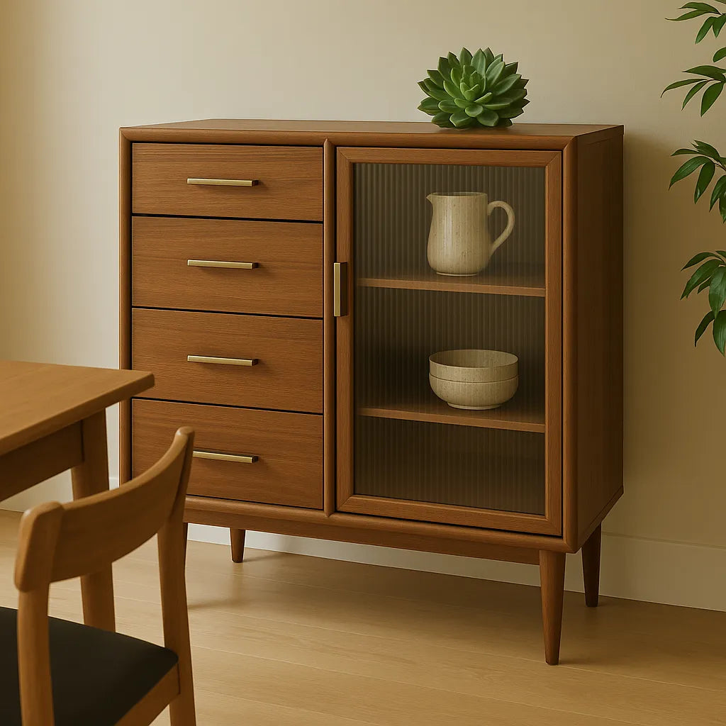 Small Kitchen Cabinet Sleek Drawer Display Combo