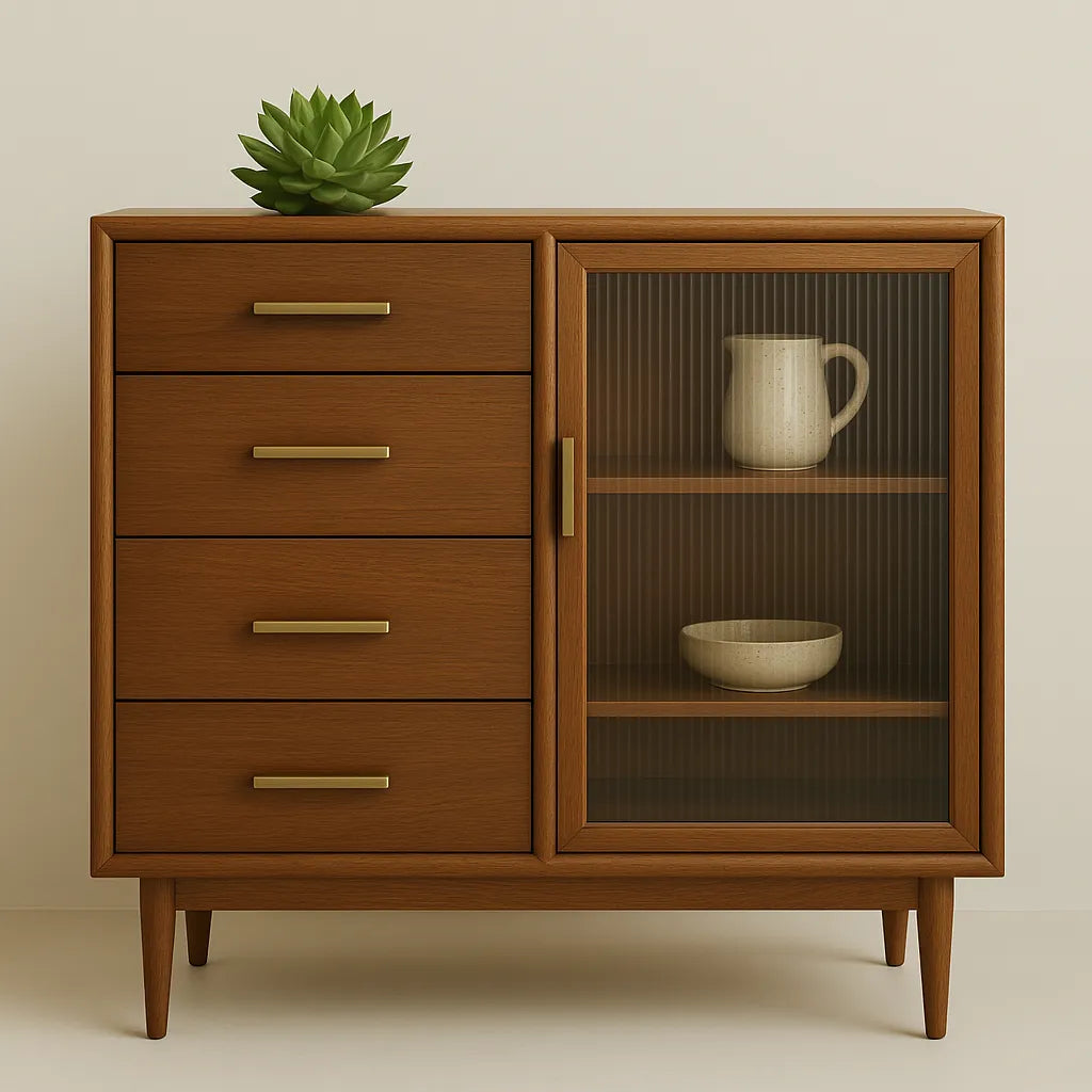 Small Kitchen Cabinet Sleek Drawer Display Combo