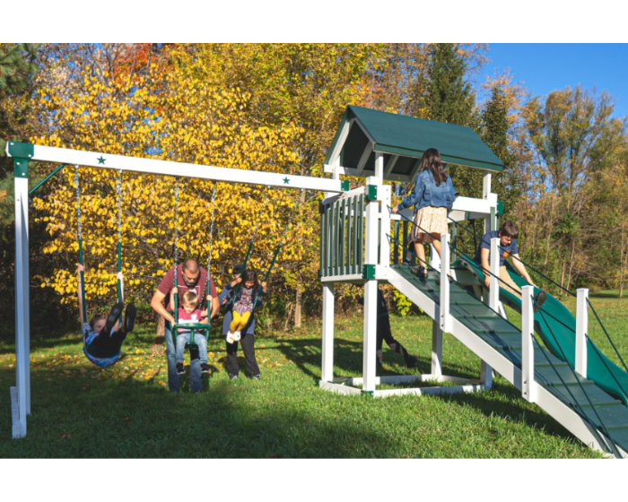 Silver Star Vinyl Swing Set with Ramp